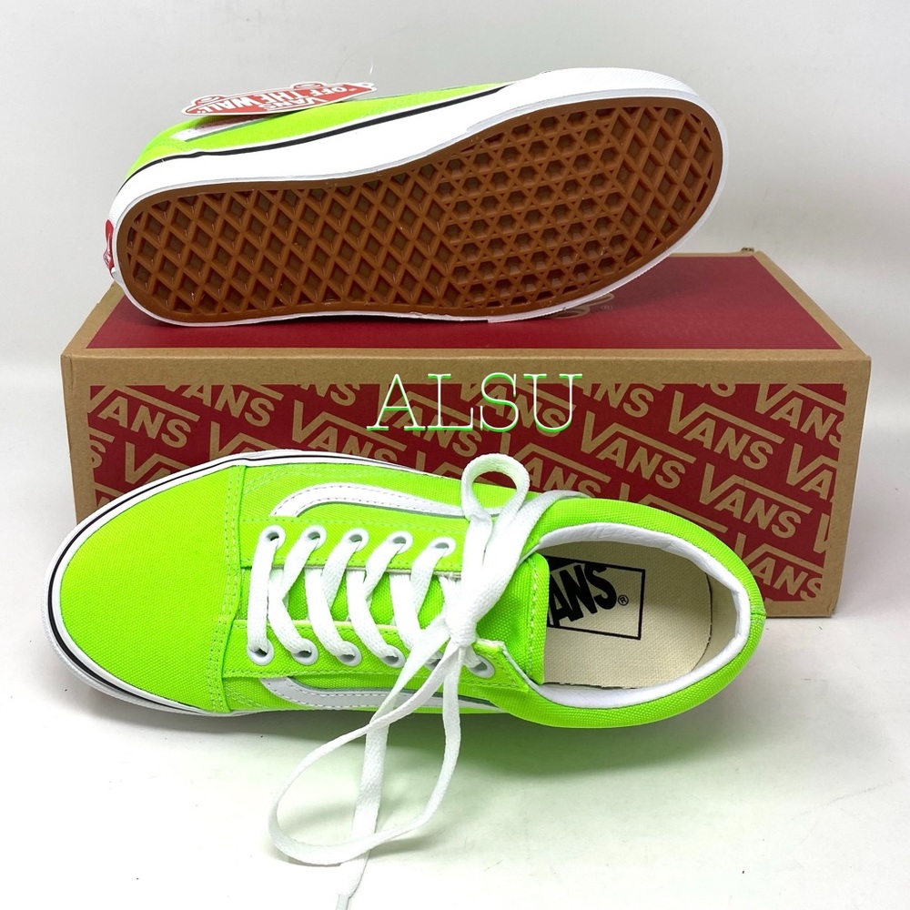 VANS Old Skool Neon Green Casual Canvas Shoes Women Size 6.5 Skate VN0A4U3BWT5 - Picture 10 of 12